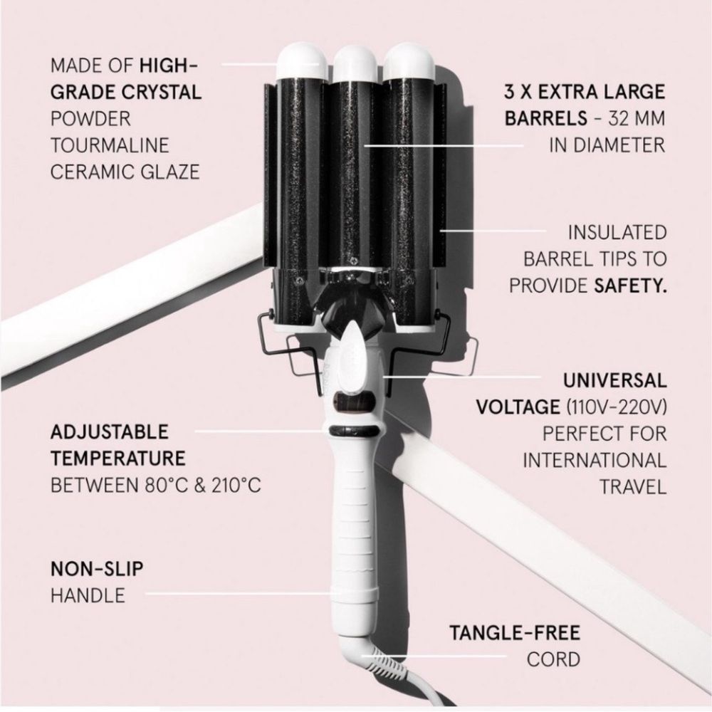 Professional Triple Barrel Hair Waver - Black and White